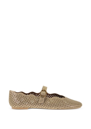 Kurt Geiger perforated buckle leather ballet flats - Gold