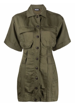 Diesel multi-pocket twill shirt dress - Green