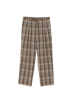 Auralee check pleated trousers - Brown