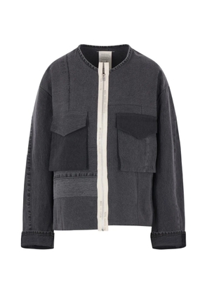 Kuro asymmetric frayed jacket - Grey