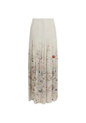 CRIDA floral-details pleated long skirt - White