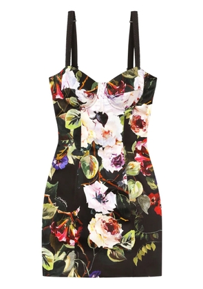 Dolce & Gabbana floral-print corset dress - Black