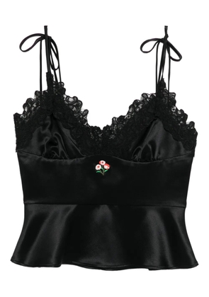 Cynthia Rowley satin lace top - Black