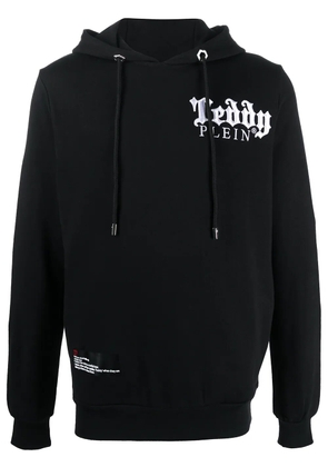 Philipp Plein embroidered teddy-print hoodie - Black
