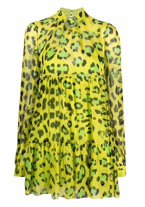 Philipp Plein leopard-print silk dress - Green