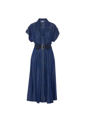 LIU JO V-neck shirt midi dress - Blue