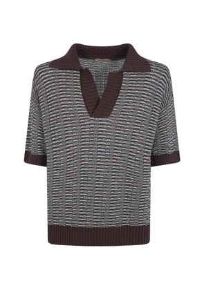 Nuur V-neck knitted T-shirt - Brown