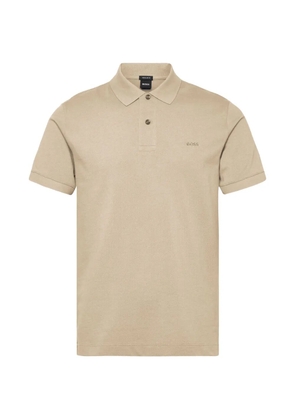BOSS Pallas logo-embroidered cotton-piqué polo shirt - Neutrals