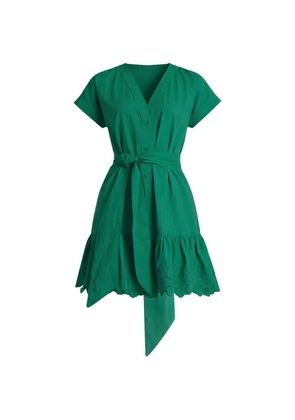 Christy Lynn Piper V-neck ruffled mini dress - Green