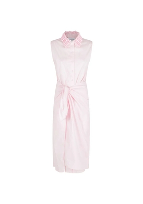 Isabelle Blanche beaded-collar wrap-effect dress - Pink