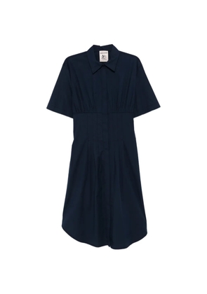 Semicouture Sandra collared short-sleeve midi dress - Blue