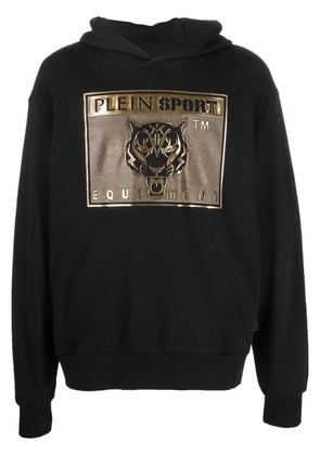 Plein Sport tiger-head logo-print hoodie - Black