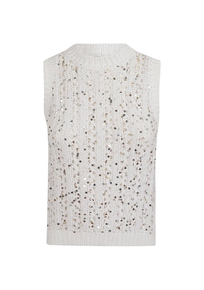 Peserico sequin-embellished knitted vest - White