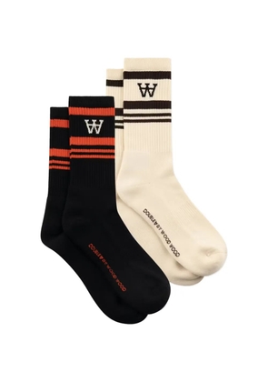 Wood Wood Ryder striped logo socks (set of two) - Black