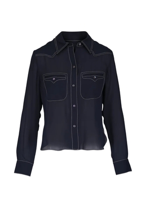 TWP Carter contrast-stitch long-sleeve shirt - Blue