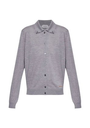 Versace logo-embroidered buttoned cardigan - Grey