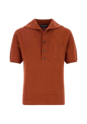 Dolce & Gabbana button knitted polo shirt - Orange