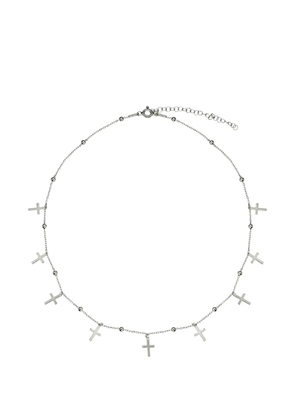 OBSIDIAN cross star pendant necklace - Silver