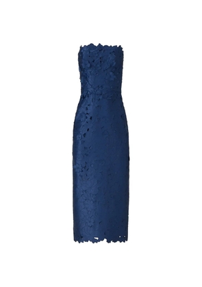 Costarellos Astelle floral-cut strapless midi dress - Blue