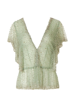 Costarellos Aletta crystal peplum top - Green