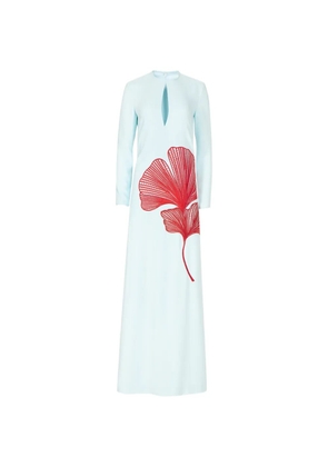 Costarellos Adeline keyhole floral-embroidered maxi dress - Blue