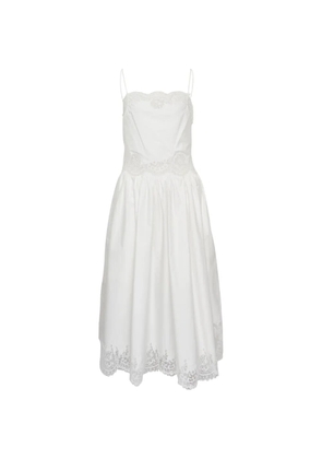 Self-Portrait lace trim midi dress - White