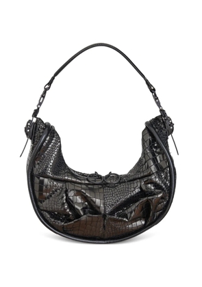 Junya Watanabe crocodile-effect shoulder bag - Black
