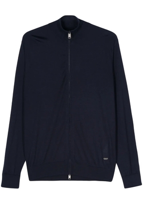 Brioni logo-plaque zipped jumper - Blue