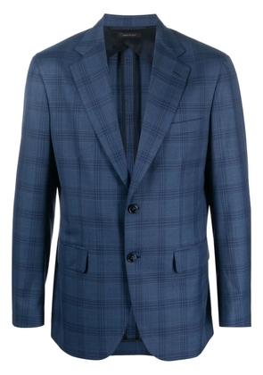 Brioni plaid notched-lapels blazer - Blue