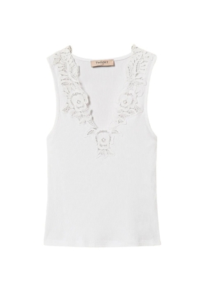 TWINSET lace-trim knitted top - White