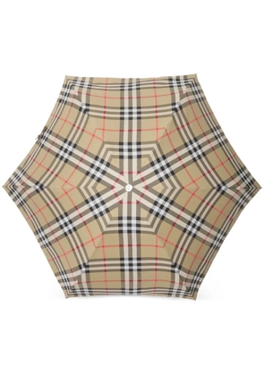 Burberry check-print folding umbrella - Neutrals