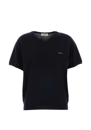 Miu Miu V-neck wool T-shirt - Blue