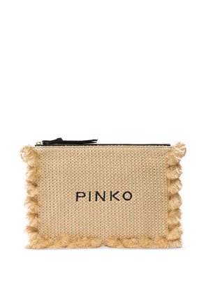PINKO tassel top-zip clutch bag - Neutrals