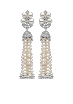 Yoko London 18kt white gold Tassel pearl and diamond earrings - Silver