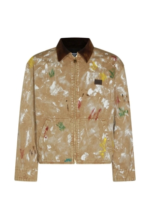 Moschino paint-splash corduroy-collar jacket - Neutrals