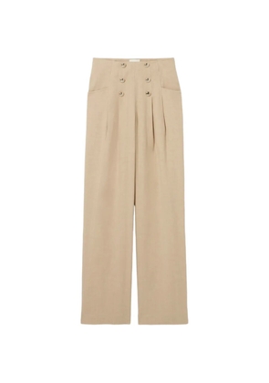 Claudie Pierlot button-embellished pleated trousers - Neutrals