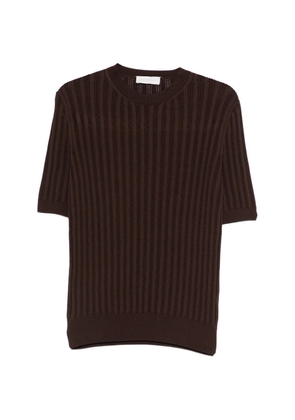 LUIGI GENTILE open-knit short-sleeved sweater - Brown