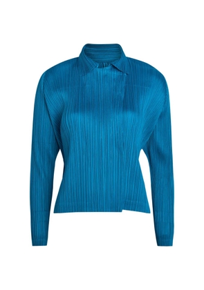 Pleats Please Issey Miyake pleated long-sleeve shirt - Blue