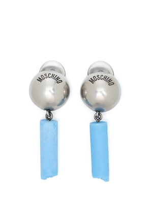 Moschino Pre-Owned logo-engraved clip-on earrings - Silver