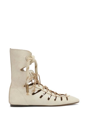 ISABEL MARANT Liade lace-up leather boots - Neutrals