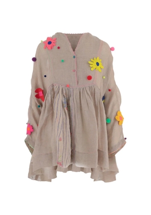 Pero floral-appliqué mini dress - Neutrals