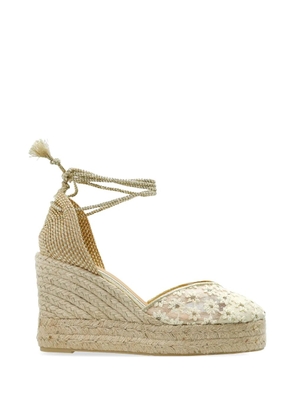 Castañer Clair floral lace espadrille - Gold