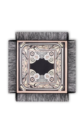 La DoubleJ fringed floral-pattern scarf - Black