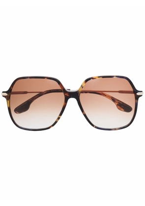Victoria Beckham Eyewear tortoiseshell-effect oversized sunglasses - Brown
