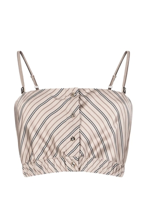 LIU JO striped button crop top - Neutrals