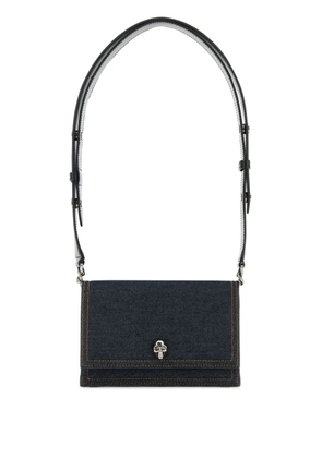 Alexander McQueen small Skull denim shoulder bag - Blue