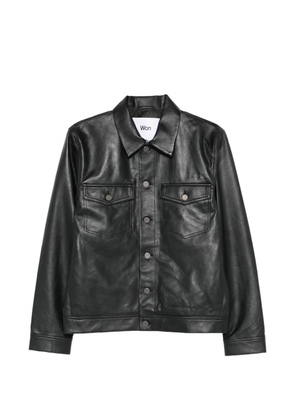 Won Hundred Clayton pocket leather shirt jacket - Black