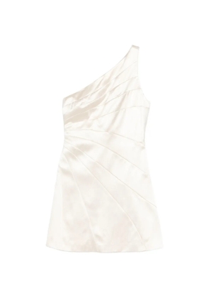 SANDRO Sirene one-shoulder ruched mini dress - Neutrals