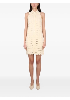 Max Mara Rivle pointelle button mini dress - Neutrals