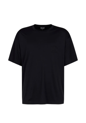 Giorgio Armani embroidered cotton-modal T-shirt - Black